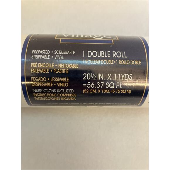 Village wallpaper double roll 5802533 green scroll beige. New Sealed Run‎ 19. ￼ - Picture 6 of 9